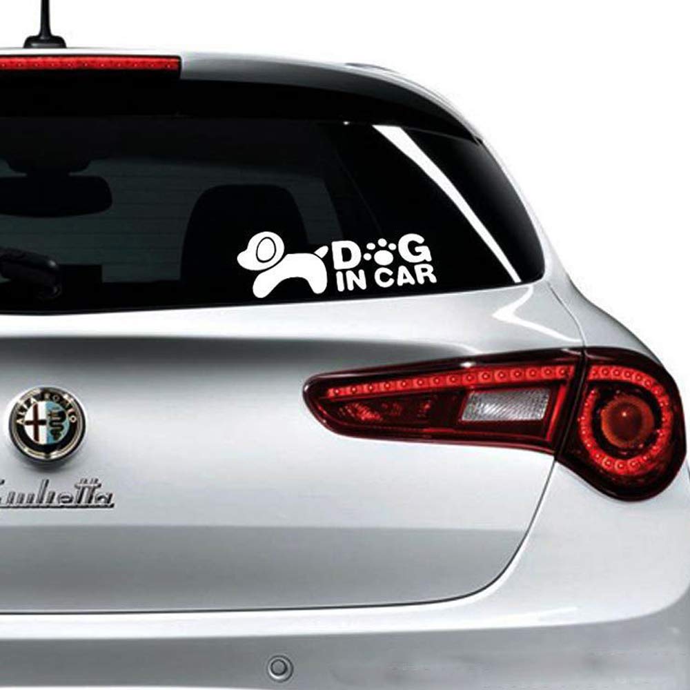 [JASDESIGN] Dog Sticker DOG IN CAR Seal Dog Dog Car Motorcycle Decal JM-141 (White Silver, 1)