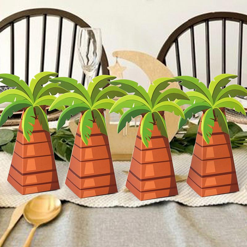 10Pcs Paper Carton Wedding Palm Tree Folding Locket Eco-Friendly Candy Wrapping Box Party Paper Box Marriage Coconut Tree Carton