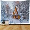 Snow House Tapestry Winter Landscape Tapestry Snowy Tree Woodland Tapestries Wall Hanging for Bedroom Living Room Dorm Office