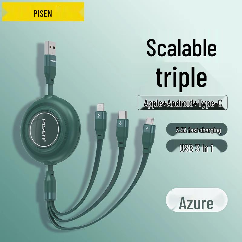 

PISEN Телескопический кабель для передачи данных 3-в-1 для Apple iPhone 15 и устройств Android