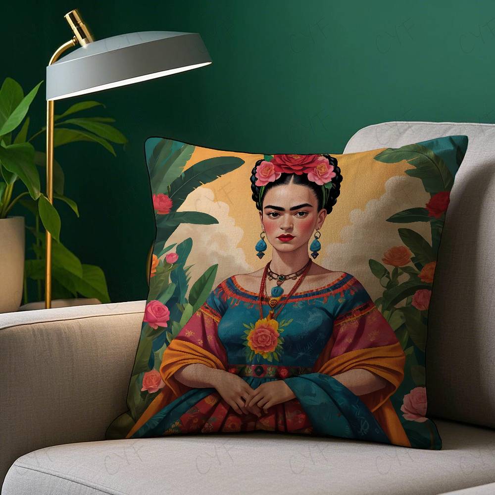 Anime F-Frida K-Kahlo Art Pillow Case Anti-Dustmite Pillowcase Invisible Zipper Silky Short Plush Sofa Cushion Cover