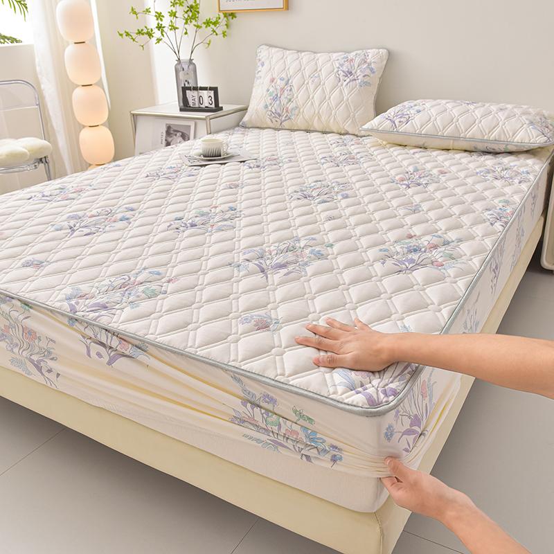 Thicken Mattress Cover for Home Funda De Colchón 100% Cotton Fitted Bedsheet King Size Floral Bed Covers 150x200(no Pillowcase)