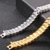 316L Edelstahl Kettenarmband für Herren Nie verblassend Goldfarbe 12MM Gliederketten Armbänder Und Armreifen Mit Geschenkbeutel