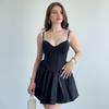 2025 Women's Solid Color Sleeveless Backless Strappy Tie-up Mini Dress
