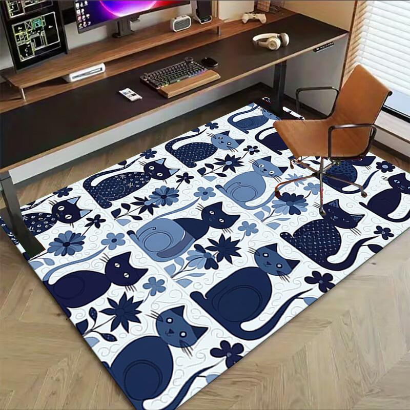 1PC cat flower Extra Large Non-Slip Floor carpet, Office, family, bedroom, Studio - Large Area RugJ0401