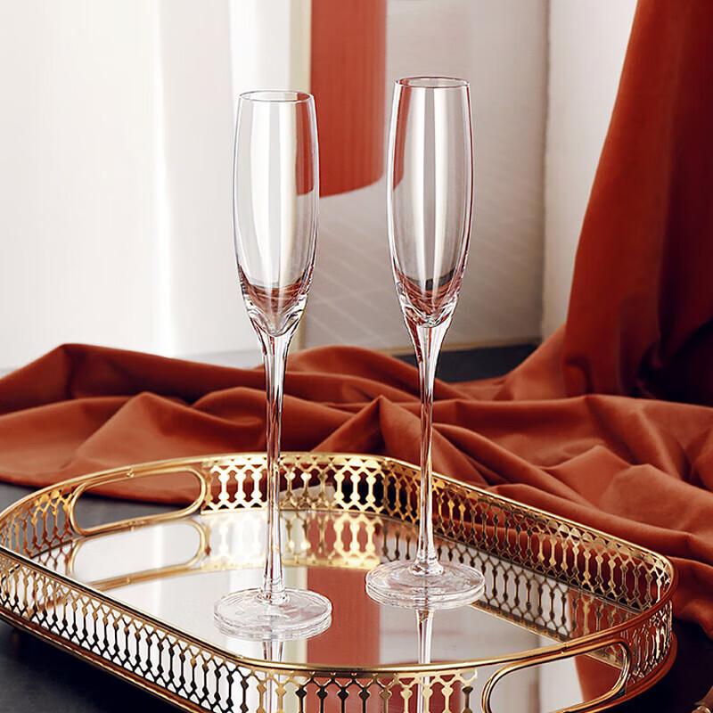 CRISTALGLASS Premium Crystal Glass Champagne Flutes Set of 2, 130ml Sparkling Wine Cocktail Wine Glasses