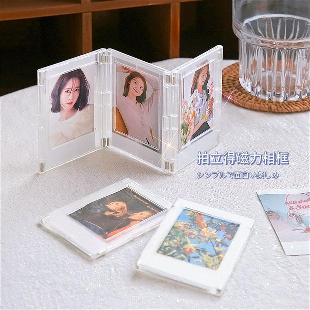 For 3-InchPhoto Frame Magnet Design Polaroid Photo Frame Mini Acrylic Magnetic Picture Frames Transparent Acrylic Card Display Stand