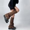 Women Flared Loose Foot Cover Winter Furry Solid Color Leg Warmers Streetwear