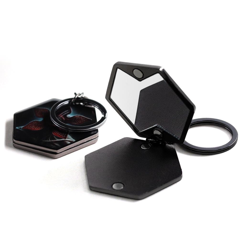 Dual-Sided Mirror Keychain: Game-Themed Key Ring, Car/Bag Pendant, Fan Gift, Makeup Mirror.