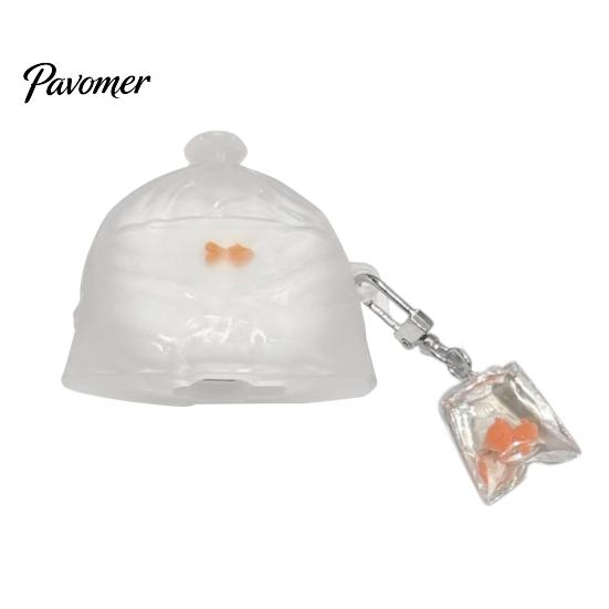 Lekkie Etui na Słuchawki Kreatywna Złota Rybka dla AirPods Przezroczysta Pokrywka z PVC Odporne na Wstrząsy Etui z Płynną Rybką Odporne na Zarysowania Unikalny Prezent dla Nastolatków for AirPods1/2  Fish white