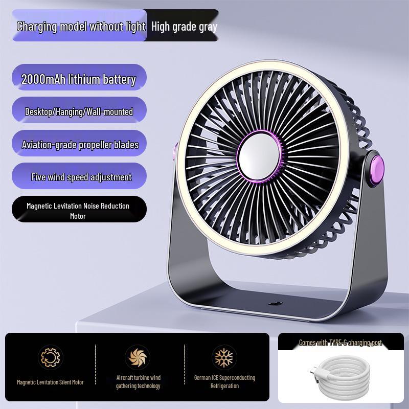 2025 Rechargeable USB Portable Desktop Fan for Dorm & Office 190x180x90mm