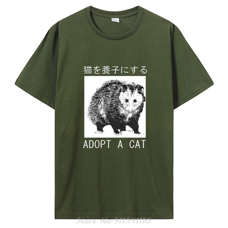 Adopt A Cat Opossum Japanese TShirt Fashion Casual Fitness T Shirt Cotton Tops Tees Unisex S Clothing Oversized Unisex Tshirt