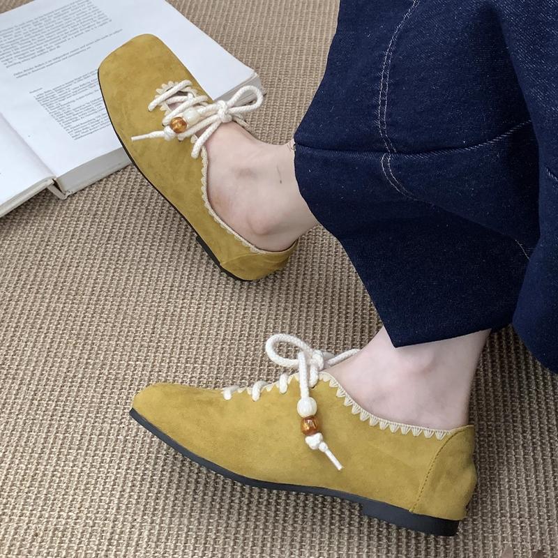 Fashion Square Toe Women Loafers Shoes Fashion Lace Up Ballet Flats Sport Shoes Casual Woman Sneakers 2025 Autumn Dress Chaussure Femme