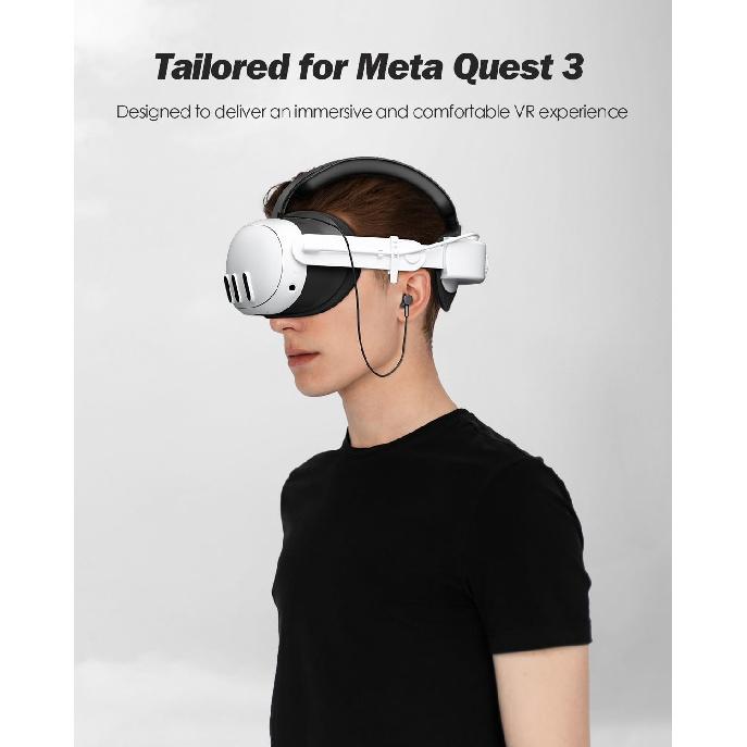 SUPERUS Battery Head Strap for Quest 3S/Quest 3 with Earphones - Adjustable Elite Strap Replacement Accessories for Meta/Oculus Quest 3S/Quest 3 -