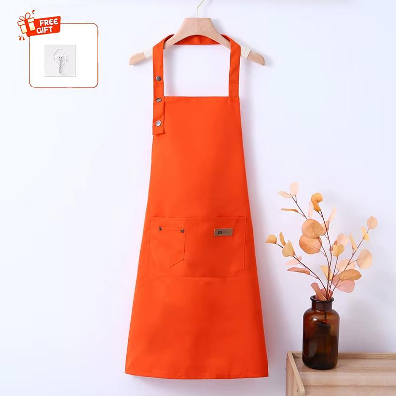 1 Stück Wasserdichte Ölbeständige Schürze mit Tasche Polycotton Fleckenabweisend Mode Küche Hausarbeit Restaurant Bar Geschäft Cafés Schürzen