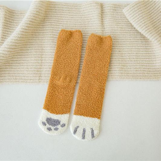 

Cartoon Animal Socks For Women Plush Cat Paw Non Slip Soft Cotton Sleeping Socks Cute House Warm Sleep Socks One Size