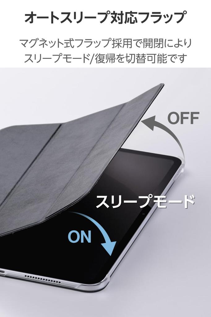 Elecom Capa para iPad Pro com Dois Ângulos Ajustáveis Transparente Sleep 11 polegadas (M4) Configurações, Aba, Modo, Preto, TB-A25PMWVBK