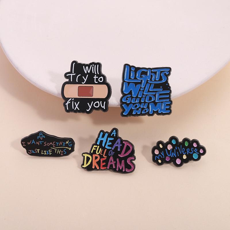 I Will Try To Fix You Enamel Pin Rock Band Music Lyrics I Want Something Just Like This Brooches Lapel Badge Jewelry Gifts