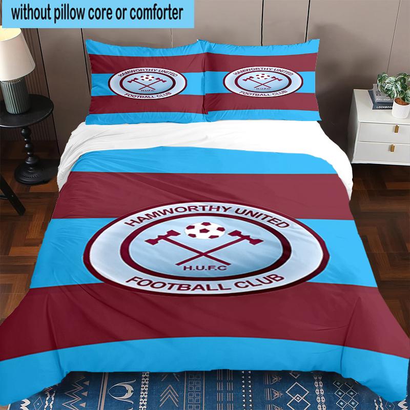 3PCS Football Club Ham-worthy Homes Bedding Set,Including 1pc Duvet Cover And 2pcs Pillowcases Perfect for Bedroom, Dormitory, Fan Christmas Gift