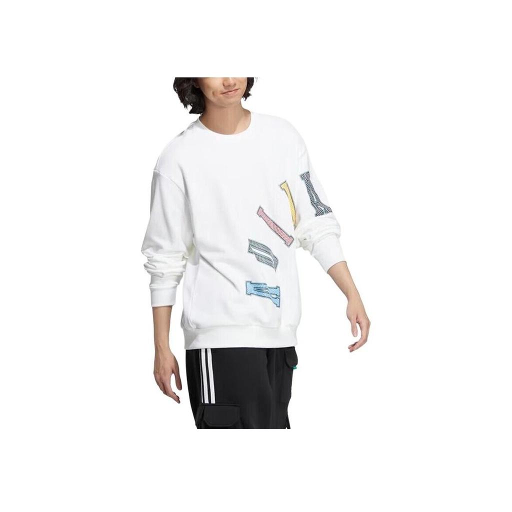 Adidas Neo Classic Logo Print Soft Casual Sweatshirt Daily Wear Tops Men White HM9993