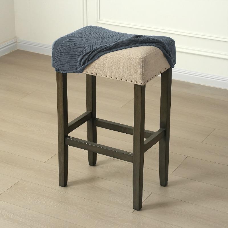 Jacquard Bar Stool Cover Removable Square Counter Height Stool Slipcover Stretch Bar Chair Seat Protector for Home Kitchen Pub
