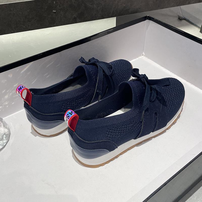 Women's Sneakers Breathable Casual Women Socks Shoes Lace Up Ladies Flats Female Spring Vulcanized Running Zapatillas De Mujer