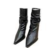 Fashion 2024 Brand Shoes Female Mid-Calf Women's Boots Elegant Modern Boots Women Sewing Pointed Toe Back Zip Thin Heels Shoes Women
