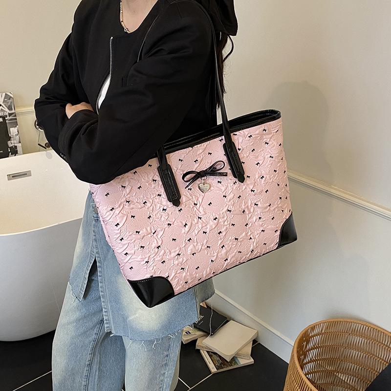 New small fresh printed tote bag large capacity women's fashion textured shoulder bag commuter women's bag
