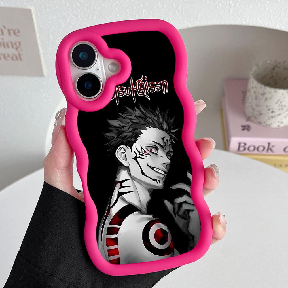 Jujutsu Kaisen Sukuna Mobile Phone Case for iPhone 17 16 15 14 13 12 11 Air Pro Max Plus Wavy Edge TPU Colorful Cover Luxury