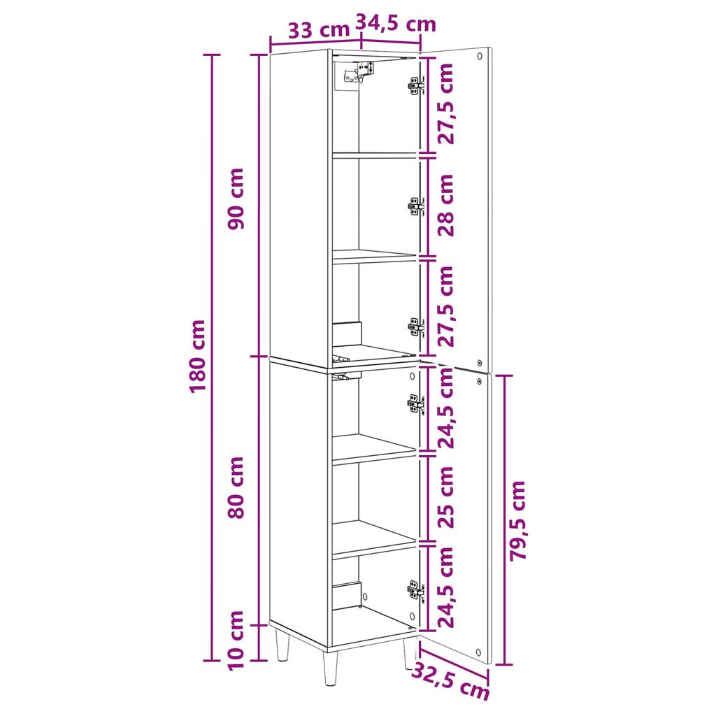Cabinet Set 2 pcs 33 x 34.5 x 90 cm Engineered Wood