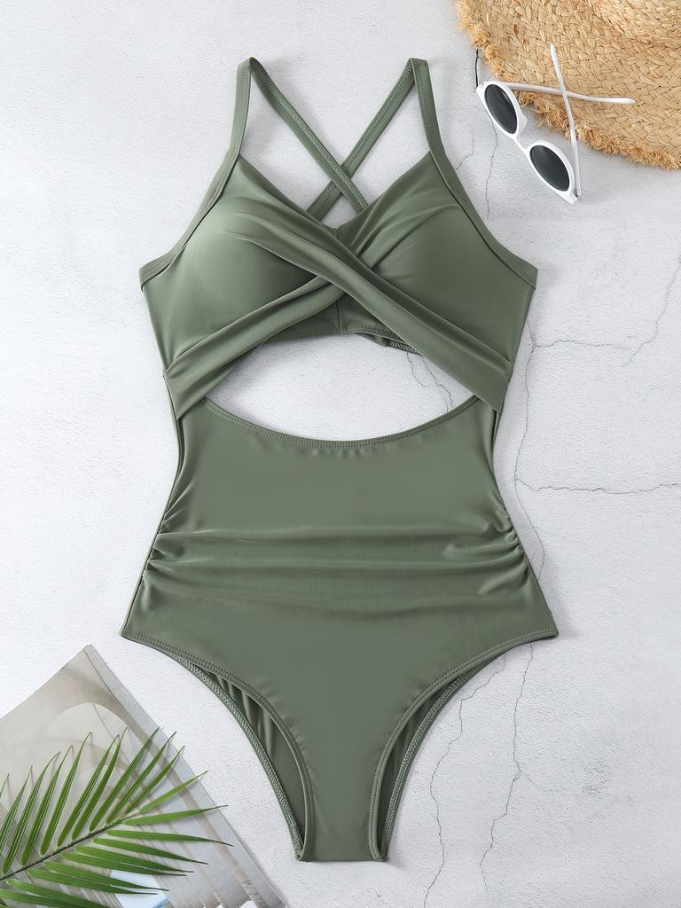 Women’s Sexy Monokini Bathing Suit One-Piece Cut-Out Bikini Swimsuit, Backless Tight-Fit Swimwear