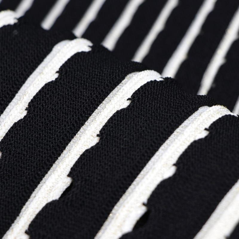 Cross-border foreign trade factory spring and summer elegant black sleeveless A-shaped pullover striped medium and long knitted dress