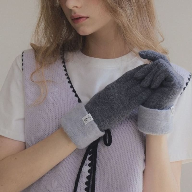 TWEE [TWEE] Carend Color Block Fingerless Gloves
