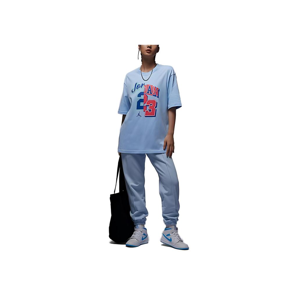 Jordan T-shirt Sportiva Casual Retro Americana con Stampa di Lettere e Numeri Dopamina, Vestibilità Larga, Traspirante, Girocollo, Manica Corta, Spalle Cadenti FQ0362-456