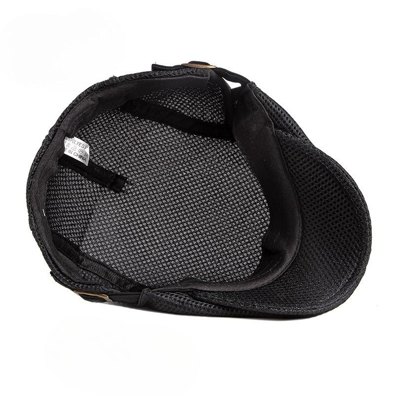 Unisex Summer Mesh Flat Cap Retro British Breathable Ivy Hat Adjustable Solid Color Cabbie Cap Sun Protection Beret for Men Women