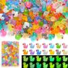 240PCS Luminous Mini Resin Ducks, Tiny Animals Bulk Glow In The Dark Small Plastic Miniature Ducks Figures for Dollhouse Decor Micro Garden Home Lands