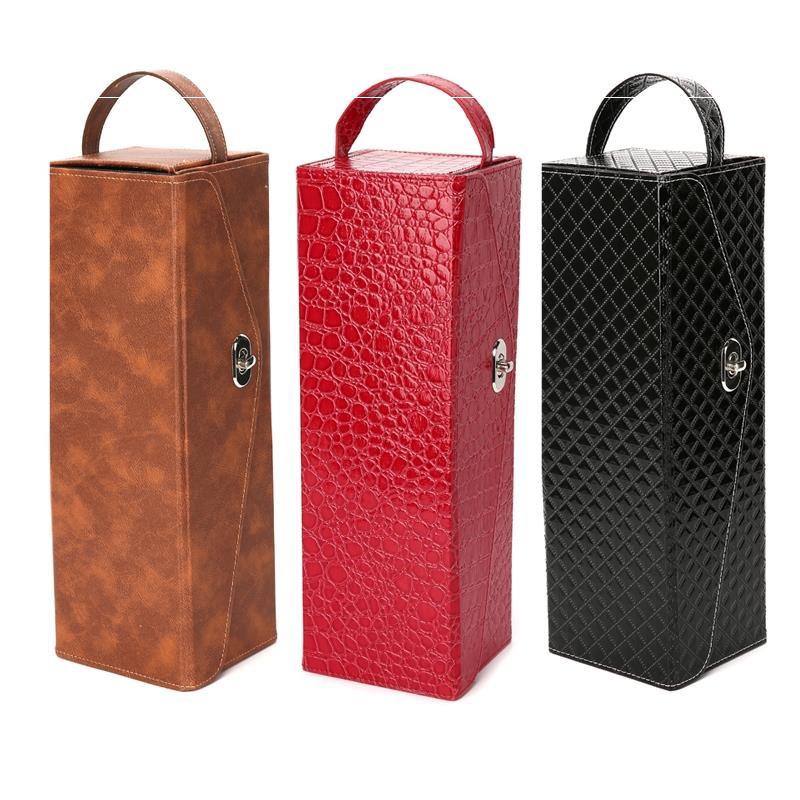 Portable Red Wine Packaging Gift Box New Year Wedding Christmas Party Decor Foldable Leather Red Wine Storage Case Accessory