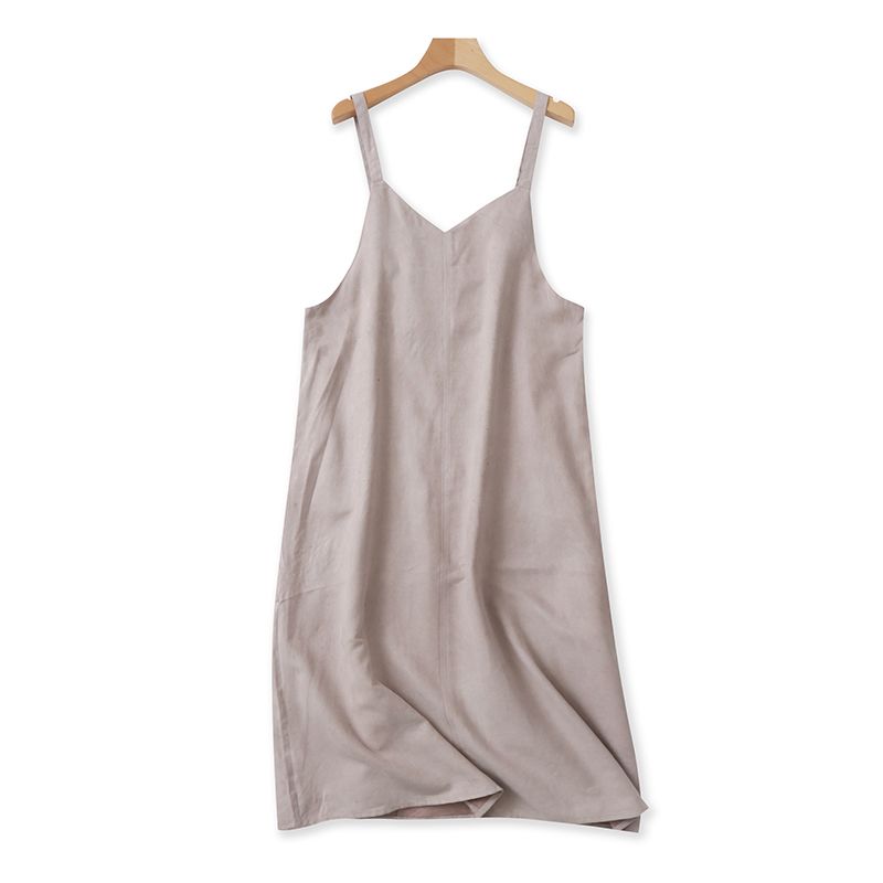 

Креативное весенне-осеннее новое повседневное платье-сарафан из замши Shallow khakis One size