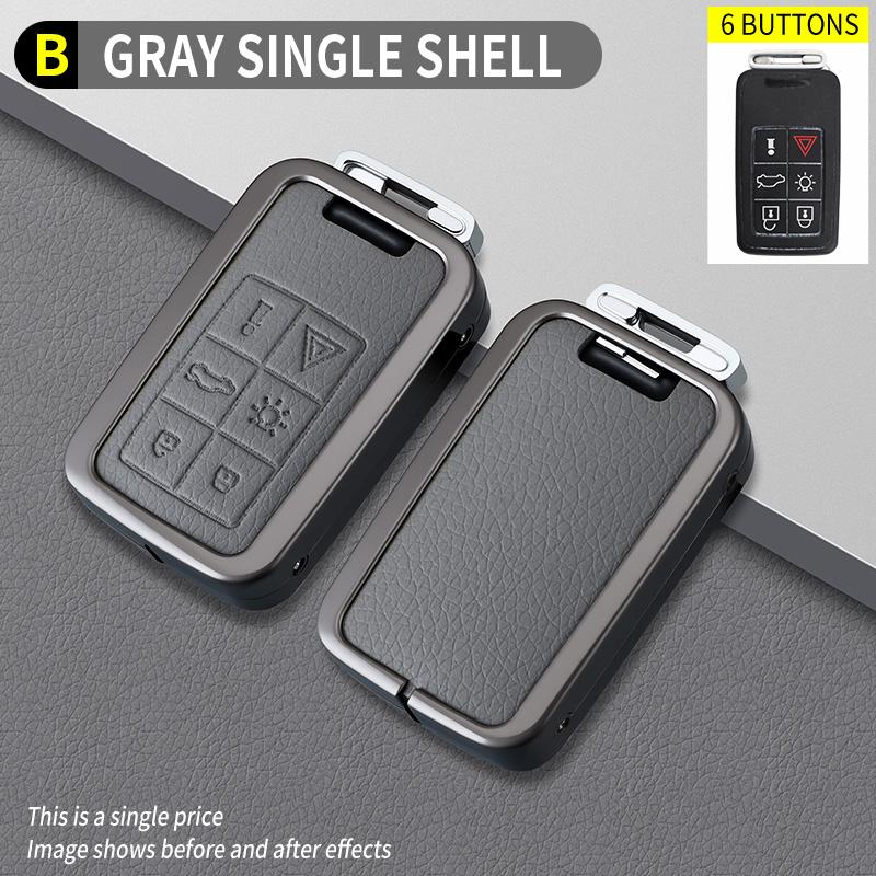 5/6 Buttons Zinc Alloy Leather Car Key Case Cover for Volvo XC60 V60 S60 S80 XC70 V40 Protect Holder Shell Keychain Accessories