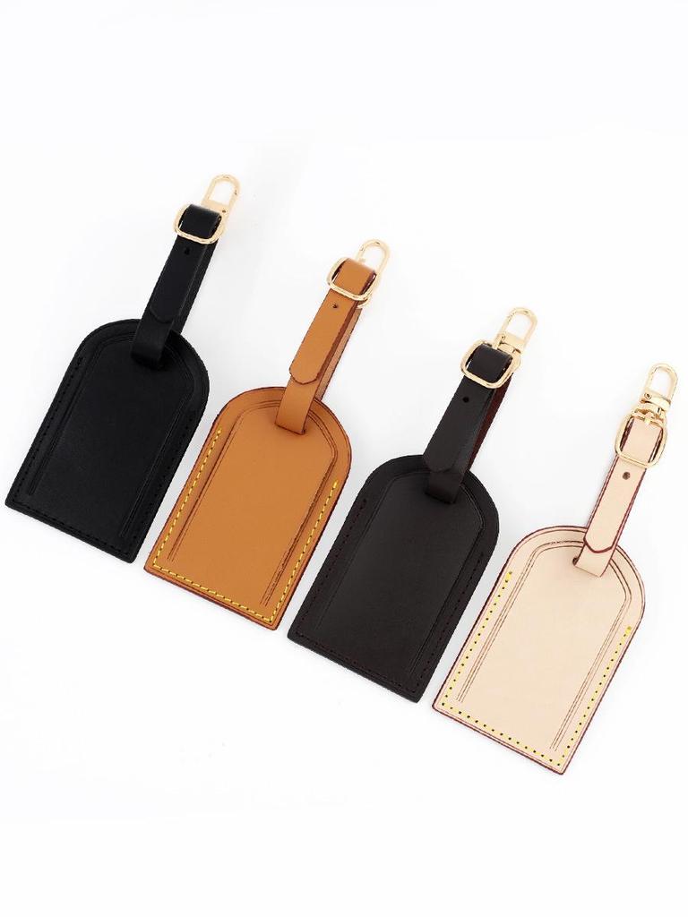 Creative Airplane Luggage Tag - Genuine Leather Pendant, Solid Color Design