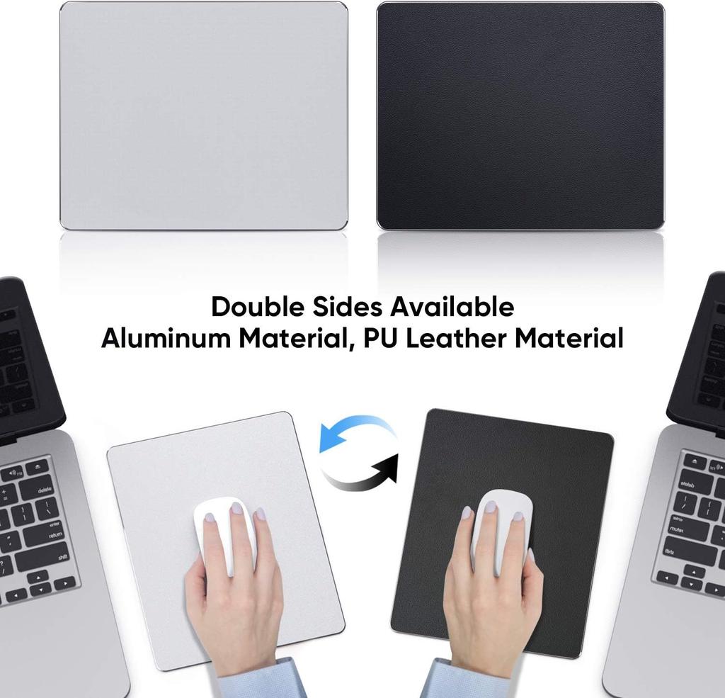 Mouse Pad Silver Hard Metal Aluminum Mouse Pad Premium Dual-Side Waterproof Fast and Accurate Control Mousepad for Office Home and Gaming Small S