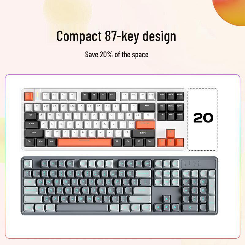 X87 Double Shot Mechanical Gaming Keyboard - Hot-Swappable Tea/Red Switches, 87 Keys, Wired, Backlit, for Office & e-Sports.