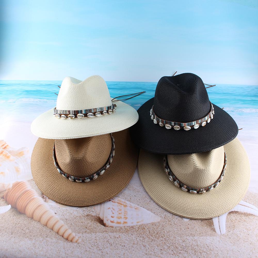 European and American Trendy Jazz Top Hat Women's Spring and Summer Versatile Sunshade Straw Hat New Bell-shaped Couple Sunscreen Beach Hat