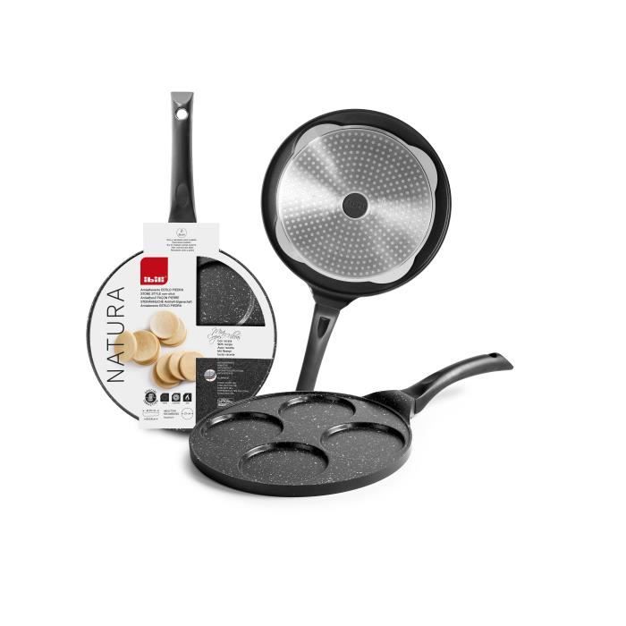 IBILI - Crêpière pour 4 mini-crêpes Natura, 26 cm, Fonte d'alluminio, Pierre stile antiaderente, Compatibile con l'induzione