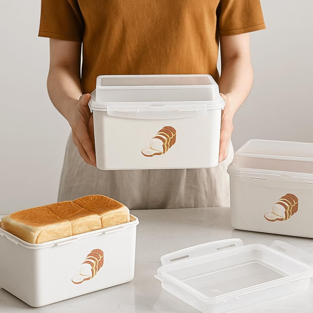 Practical Plastic Toast Box Sealed Fresh Keeping Bread Storage Box with Lid Vegetable Fruit Storage Container Kitchen