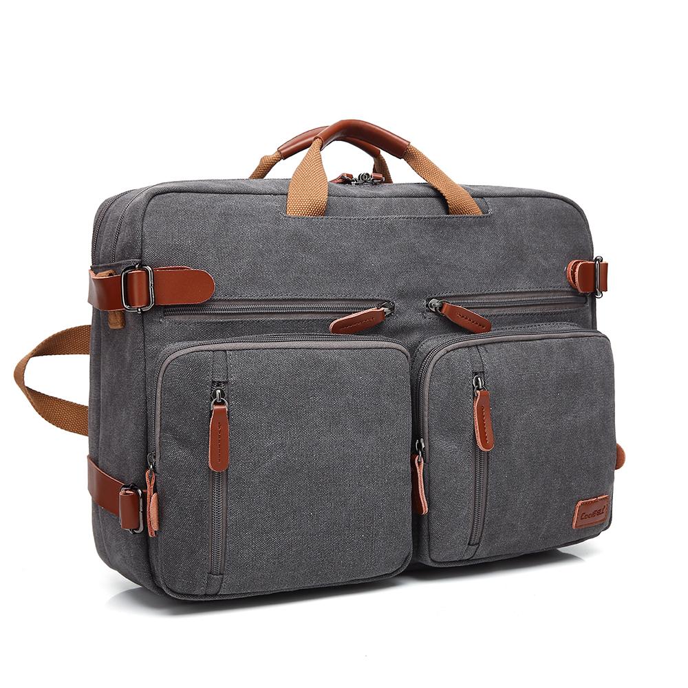 Herren-Rucksack Cool Bell Multifunktionaler Canvas-Rucksack & Umhängetasche & Umhängetasche & Handtasche für 15,6/17,3-Zoll-Laptop Schwarz/Grau CB5005
