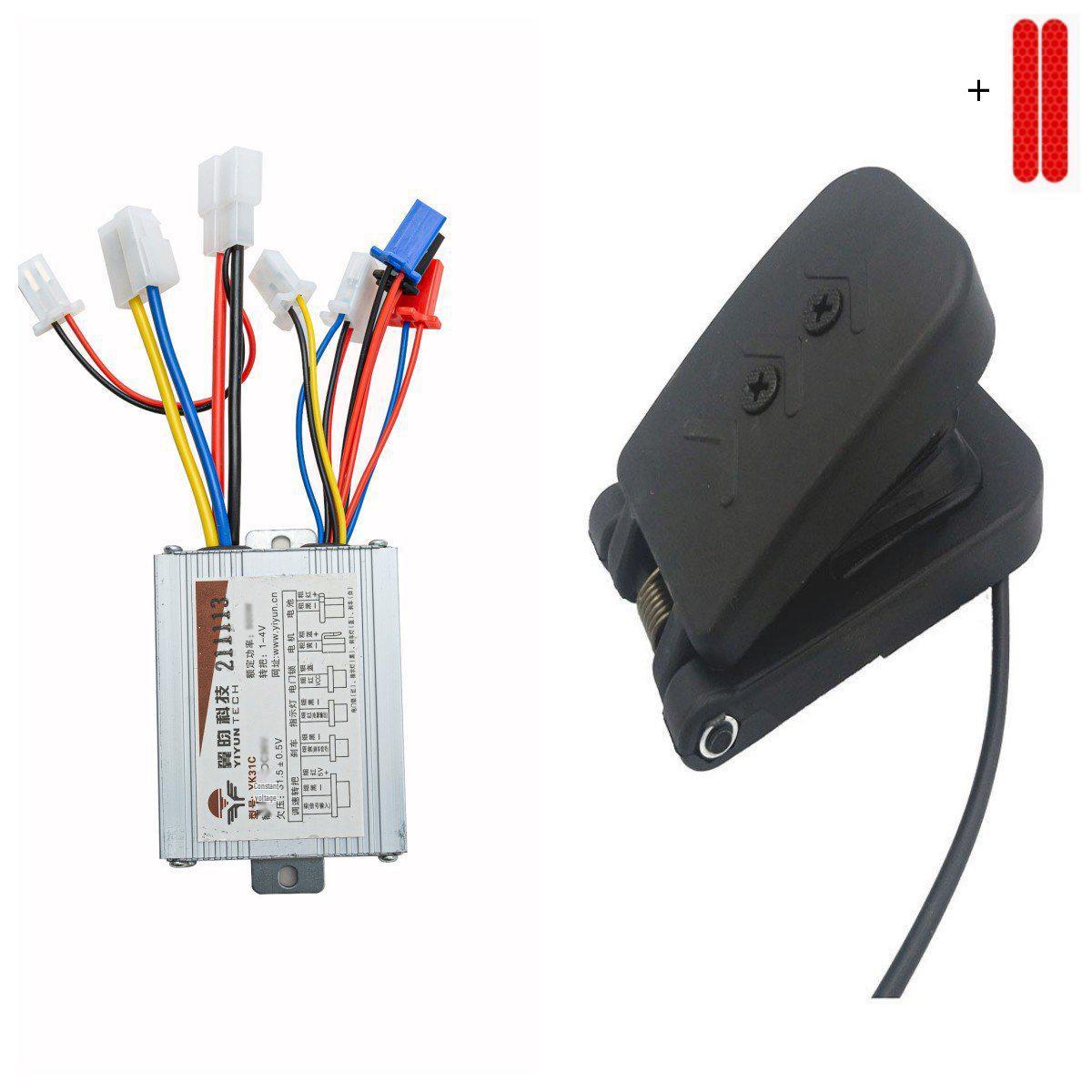 Sada regulátora motora Yiyun 500W s kefami - 24V/36V/48V pre pedále elektrického vozidla 24V 500W with Small Pedal, 1.5m Cable