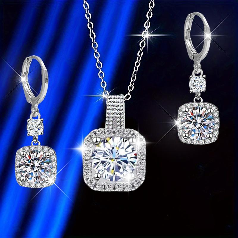 3New creative square set of earrings and necklace, simple, unique, elegant, fashionable, luxurious, multifunctional, exquisite, suitable as a party