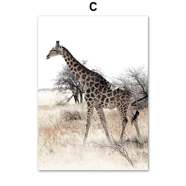 Autumn Landscape Reed Lion Elephant Deer Wall Art Canvas Painting Nordic Posters And Prints Wall Pictures For Living Room Decor