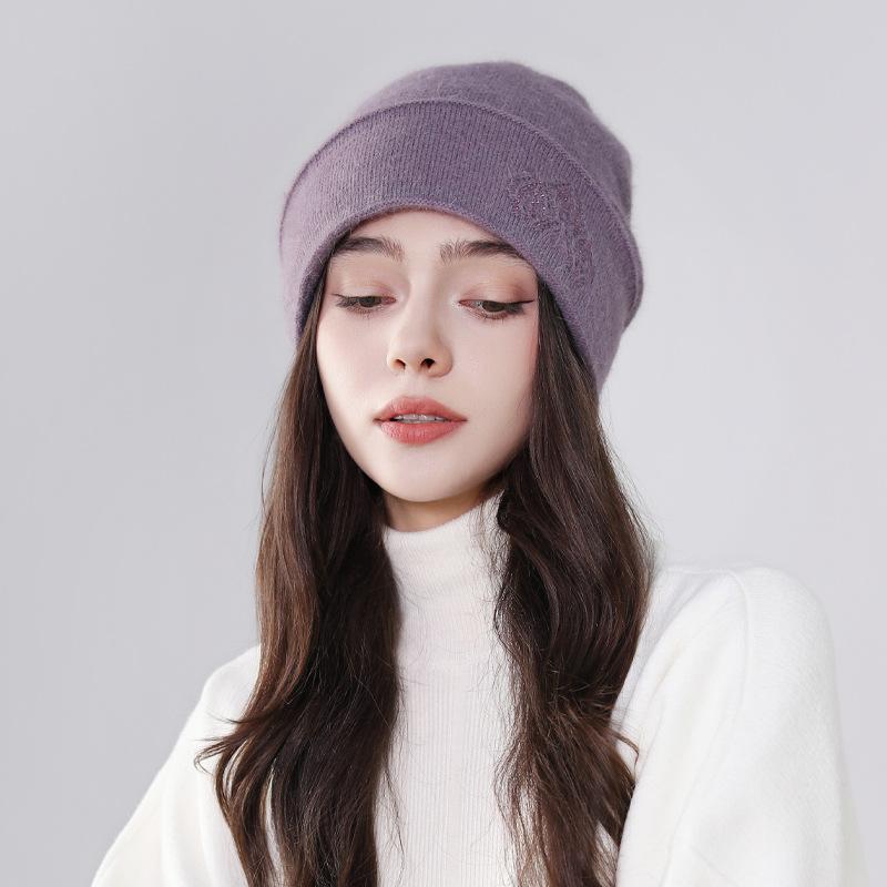 

Шерстяная шапка женская высококачественная вязаная шерстяная шапка с бриллиантами зимняя теплая ворсовая шапка универсальная холодная шапка